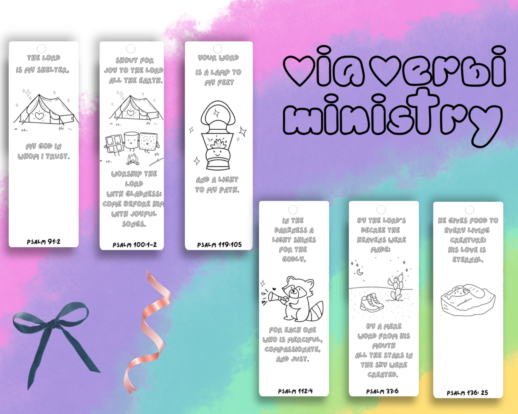6 Christian colouring bookmarks