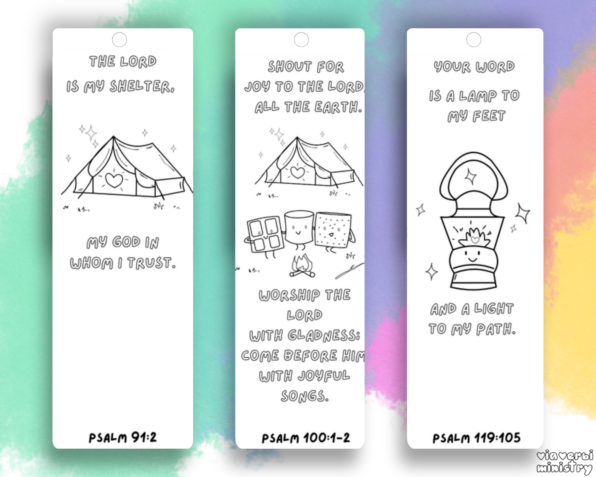 6 Christian colouring bookmarks
